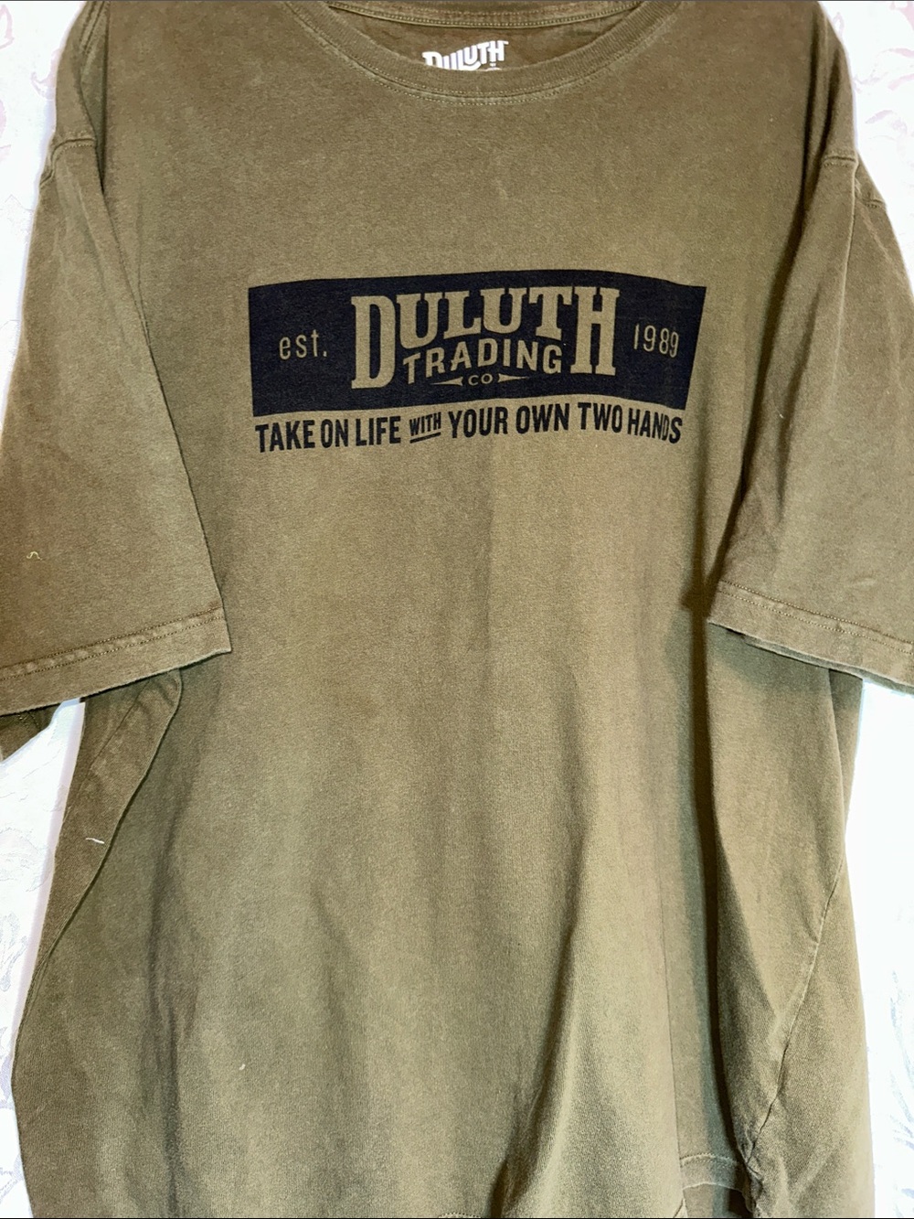 Duluth Trading Co Olive Green Graphic Short‑Sleeve Tee Relaxed Fit XLT